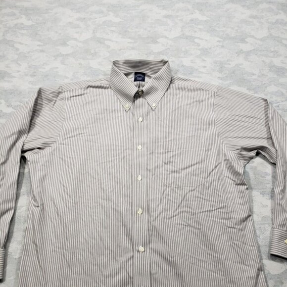 Brooks Brothers Shirt Mens 16.5 Gray Striped Long Sleeve Button Down - Picture 3 of 5